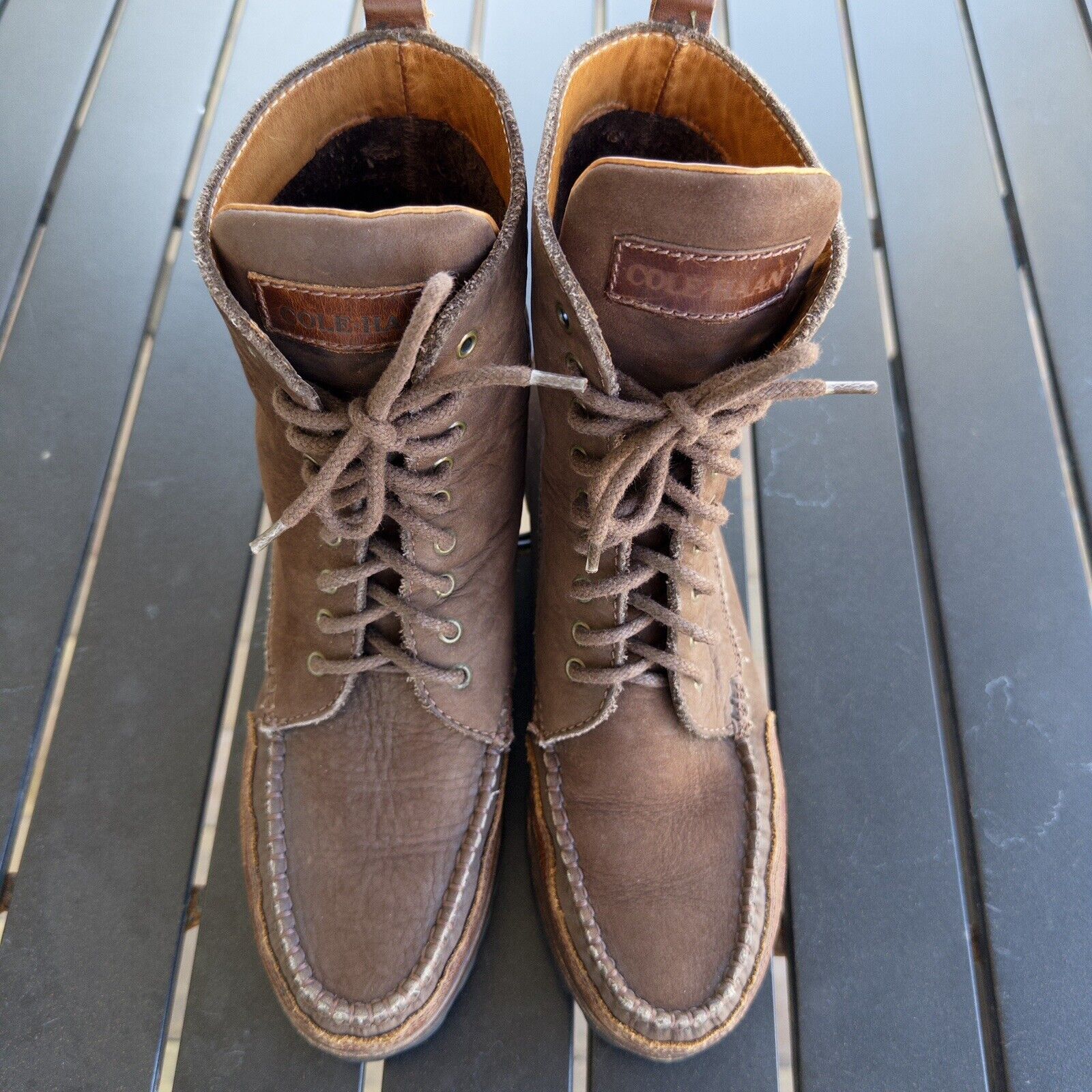 Cole Haan Country Brown Leather Nubuck Moc Toe Lace Up Boots Women Size 8 Narrow — image 6 of 8